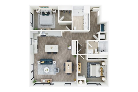 Floor plan for 2 beds, 2 baths, 1200 sqft
